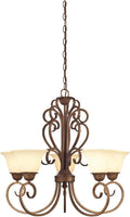 Ebony Gold Finish Five-Light Chandelier with Burnt Scavo Glass H476087