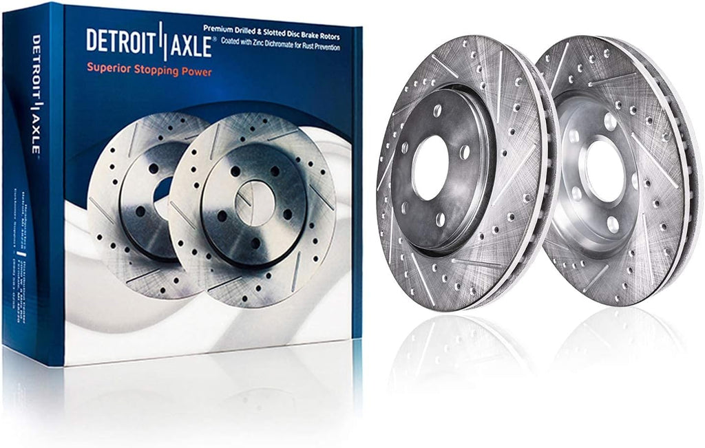 Front & Rear Drilled Slotted Rotors + Brake Pads 10pc Set U747