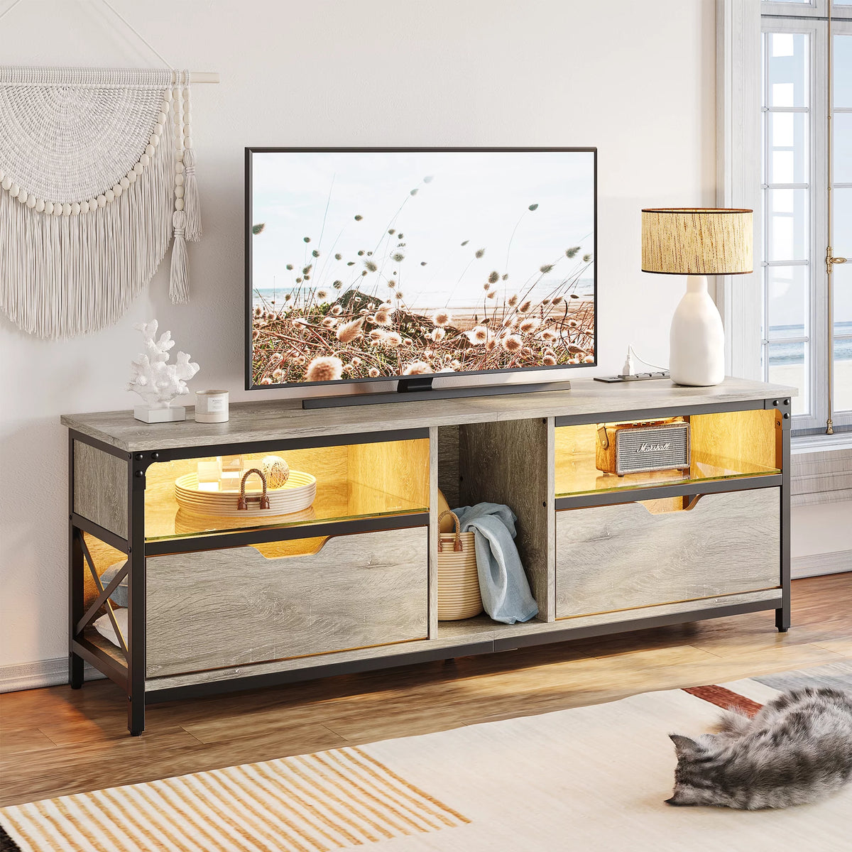 Weathered Rustic Oak TV Stand E530