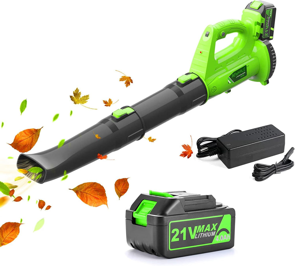 Cordless Handheld Leaf Blower with 2.0Ah Battery and Charger, 2 Speeds, 2 Adjustable Tubes, Dark Green, Pack of 2 G9891