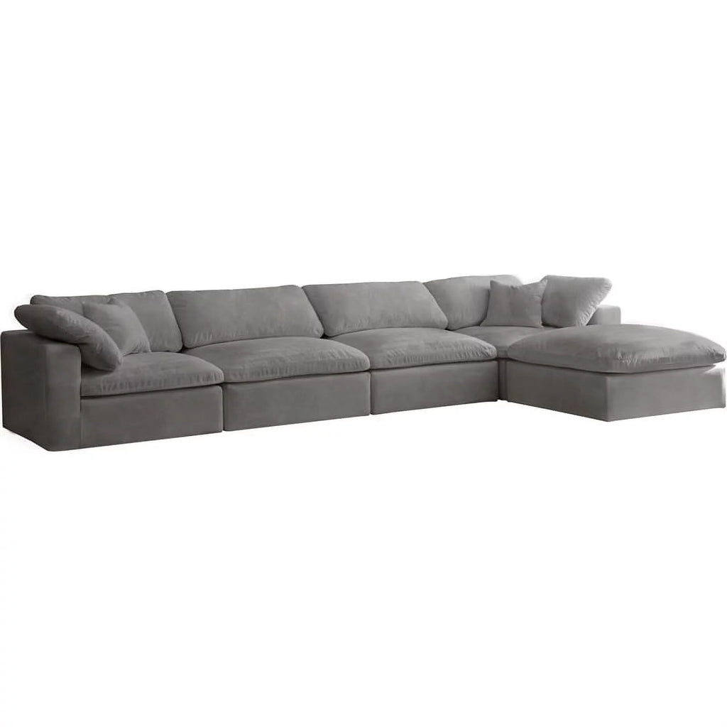 Gray Velvet Modular Sectional F5680