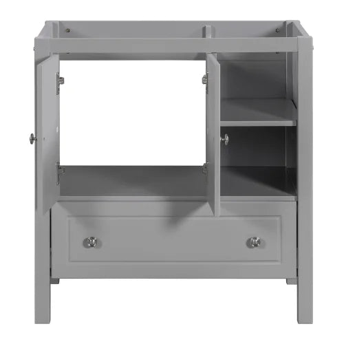 30" Grey Solid Wood Bathroom Vanity Base Only N9654