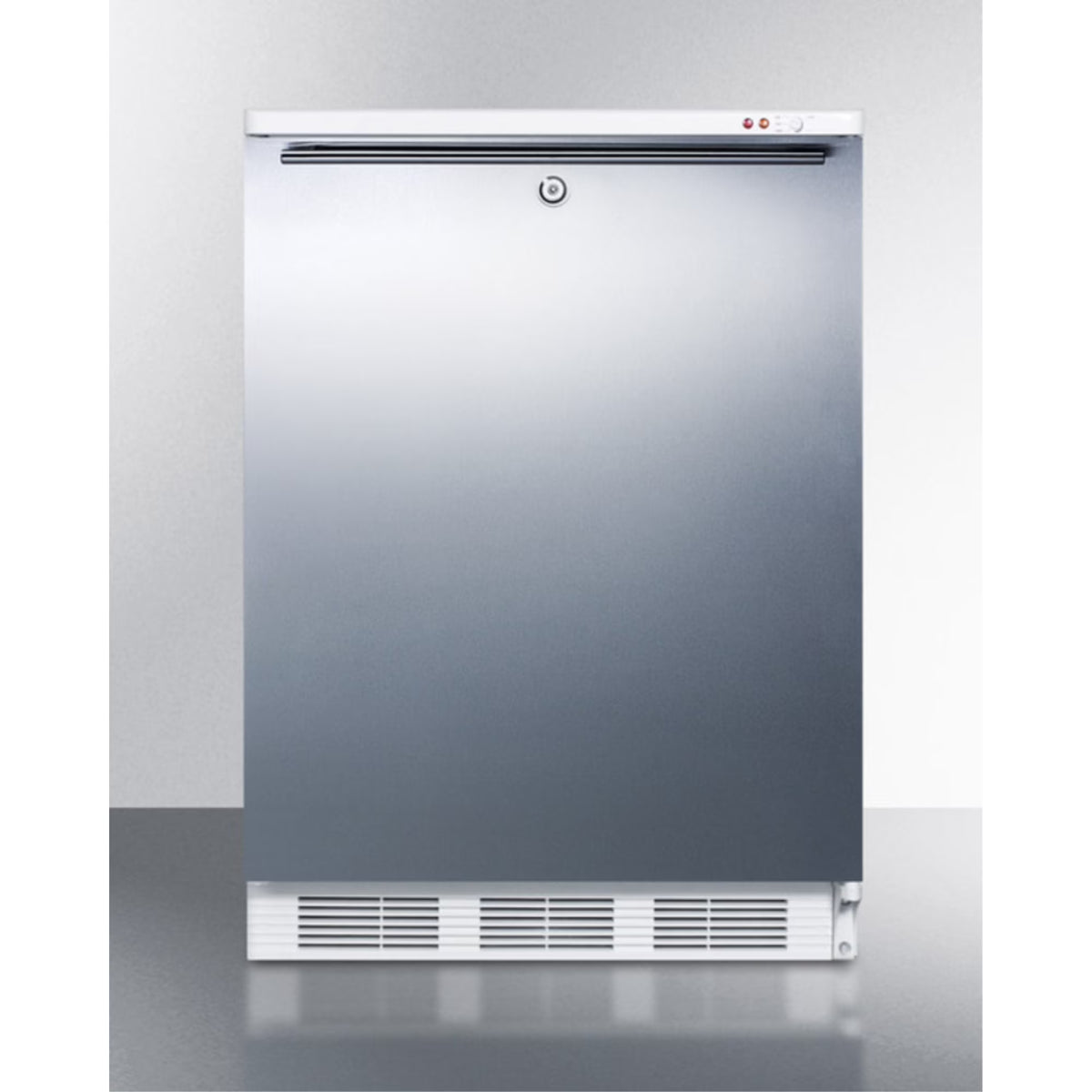Commercial built-in medical all-freezer with front lock, stainless steel door and horizontal handle Q77079