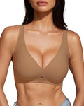 Wireless Deep V Neck Bra with Breathable Mesh Panels K65731
