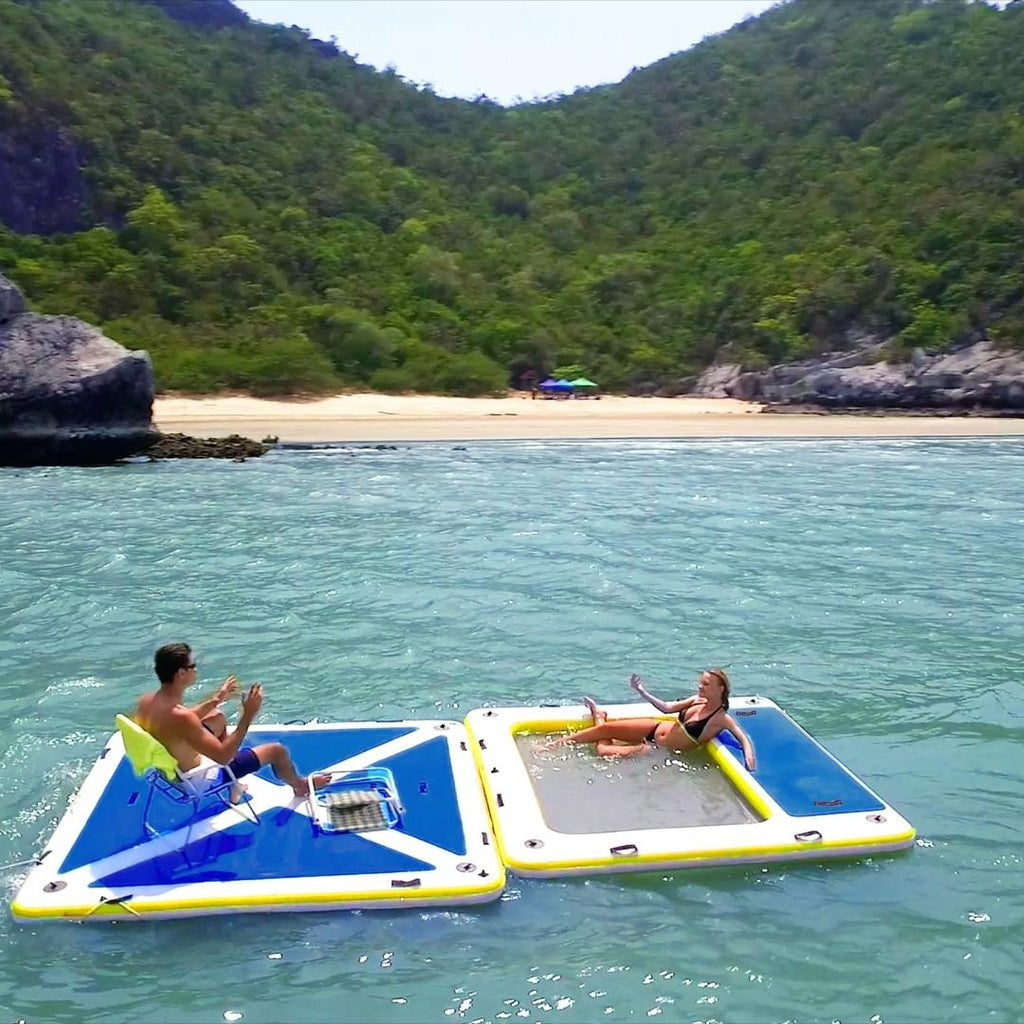 Blue Water Toys Four Person Inflatable Swim Deck with Non-Slip Surface, 8' x 6' C608