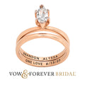 14K Rose Gold over Sterling Silver Marquise White Topaz 2-Piece Wedding Ring Set F412
