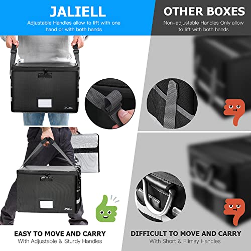 Fireproof Document File Organizer Box with Lock, Collapsible Black Y642