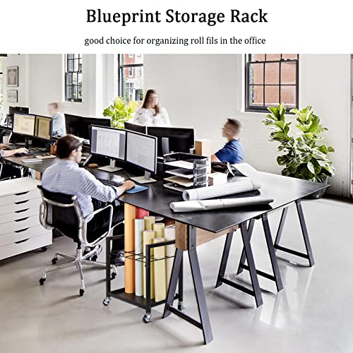 Metal Blueprint Storage Cart with Wheels 20 Slots Y4058