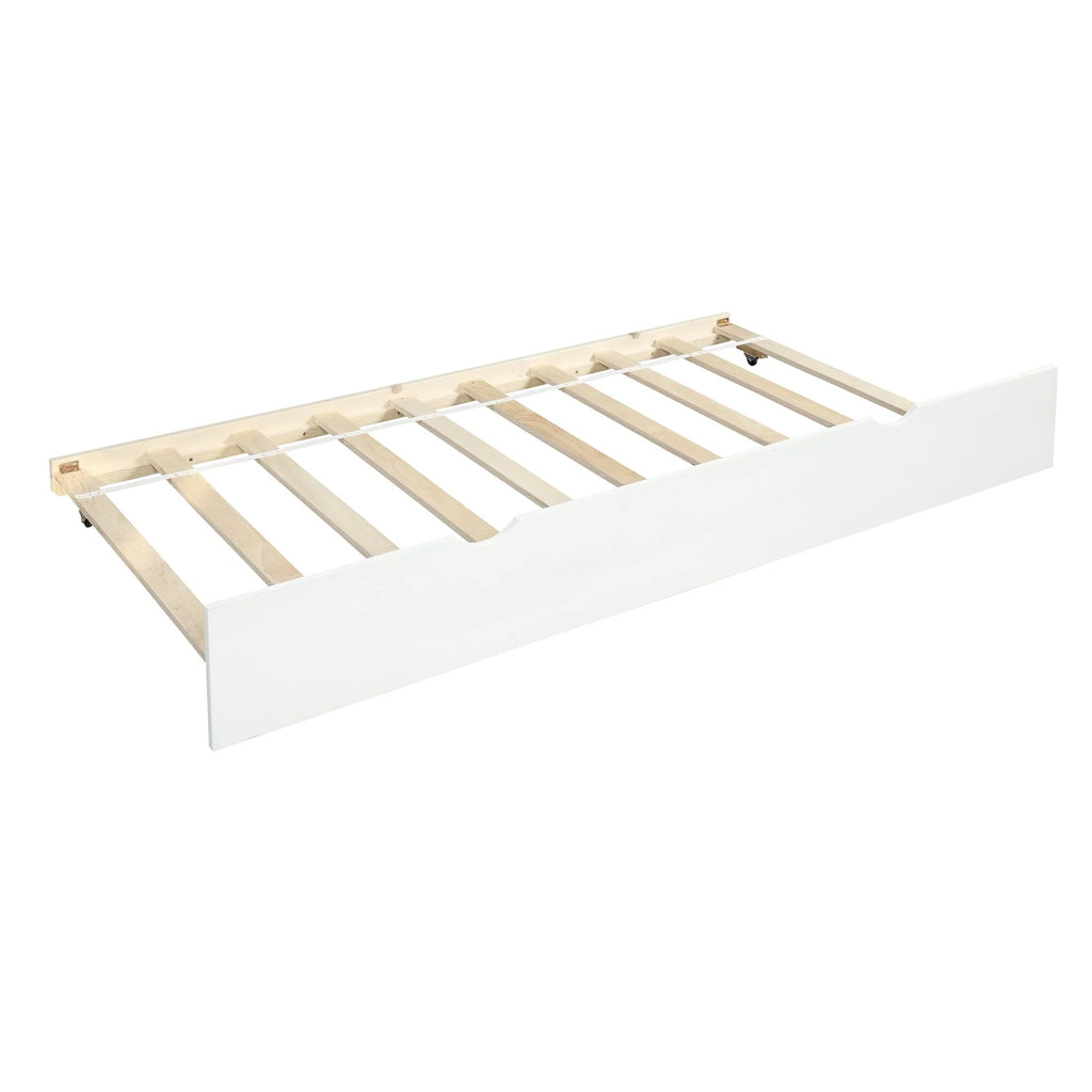 White Twin Wood Daybed with Trundle and Guardrails E639