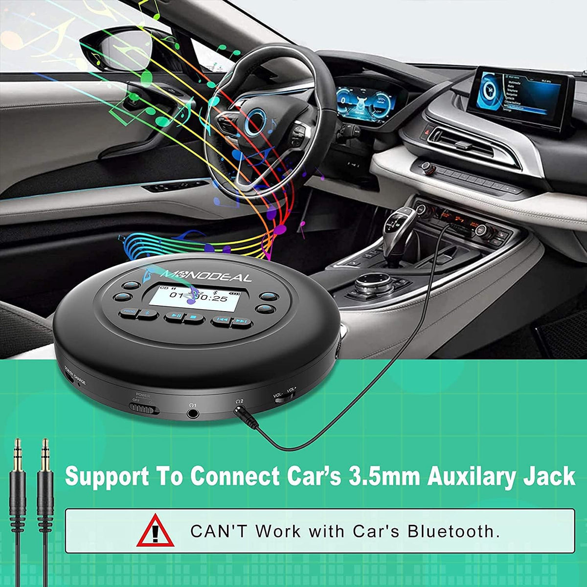 Bluetooth CD Player with Headphones, Pack of 2 W2748