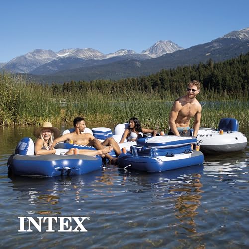 Inflatable Floating Lounge with Built-in Cup Holders and Grab Handles, Blue M500