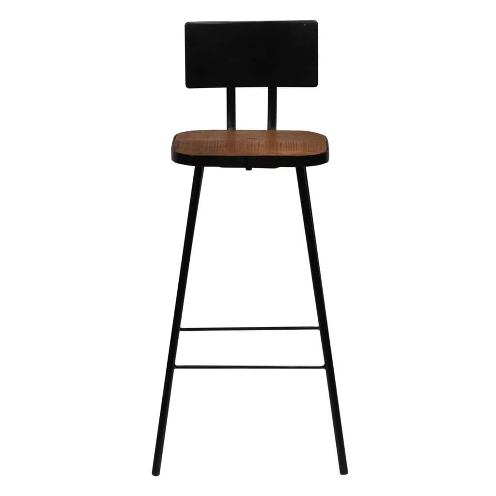 4 Piece Reclaimed Wood Bar Stools with Backrest Steel Frame F100