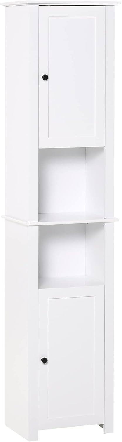 White Freestanding Bathroom Storage Cabinet with 2 Cupboards Y5314