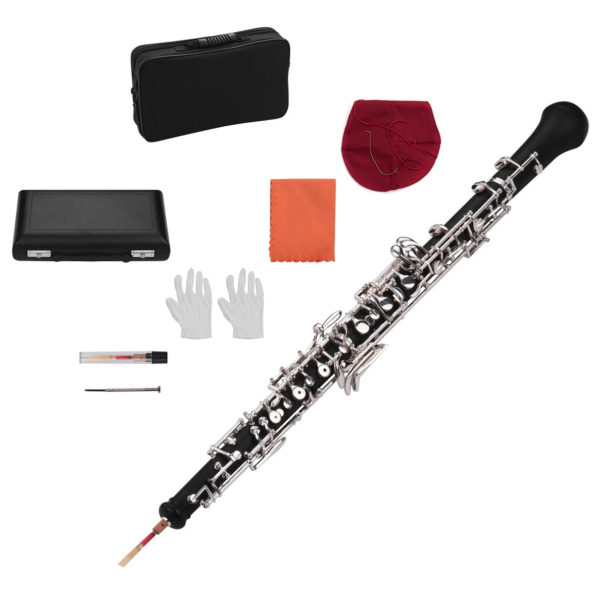 Nickel-plated Semi-automatic Oboe with Case and Cleaning Cloth Z349