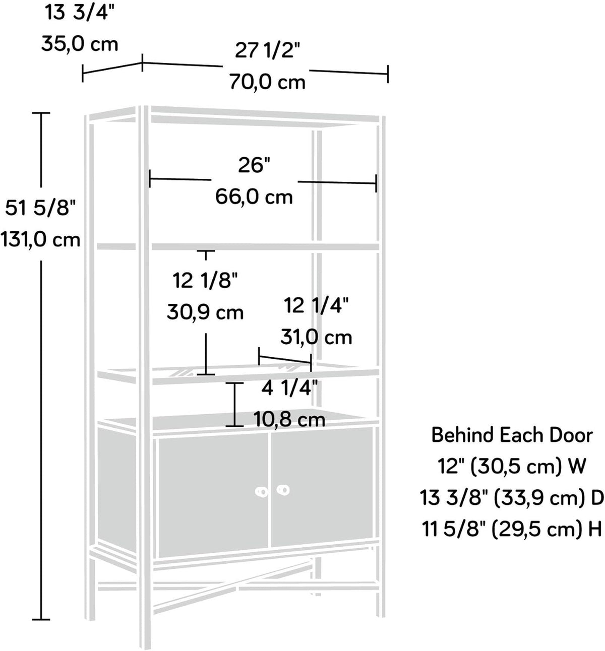 Bookcase with Doors, Rich Walnut Finish O75790