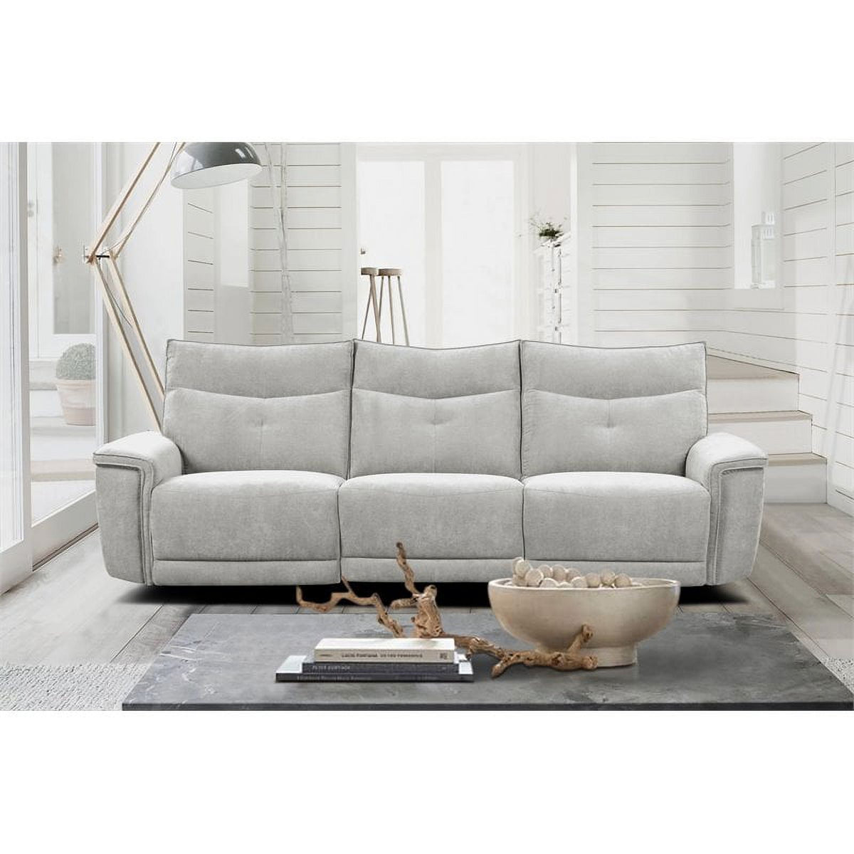 3-Piece Wood & Fabric Sofa in Mist Gray B604