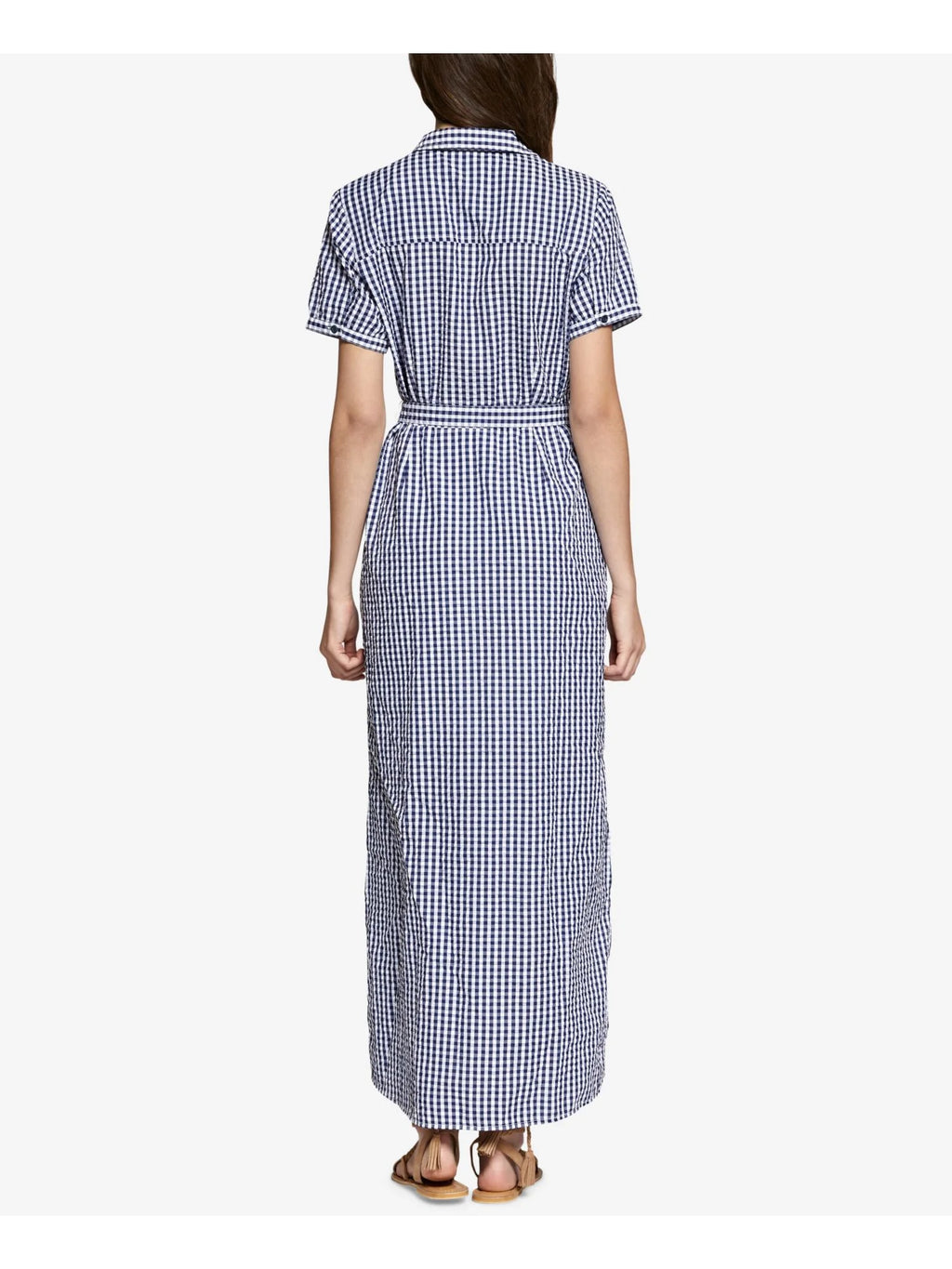 Blue Gingham Shirt Dress B2896