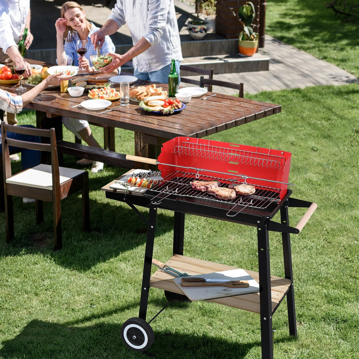 Charcoal Grill with Wheels V942094