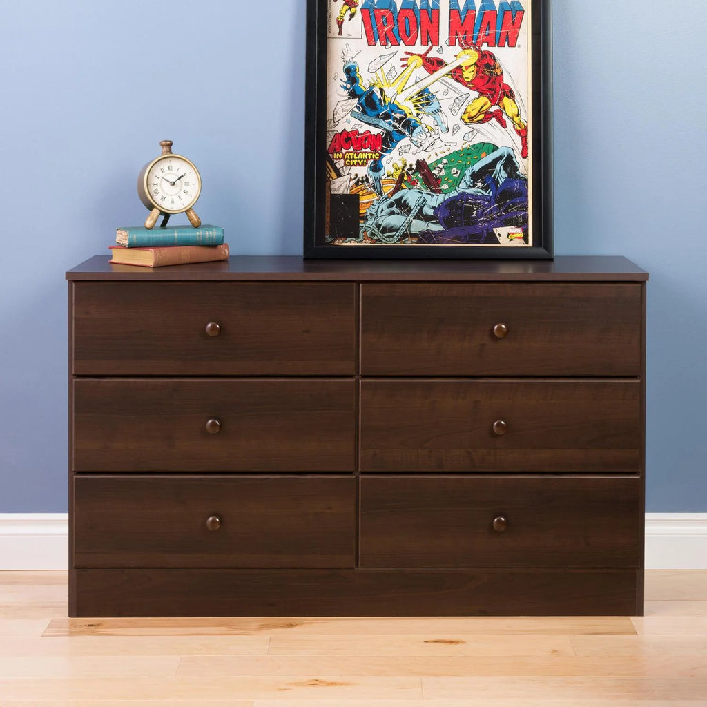 White 6 Drawer Wooden Dresser N395