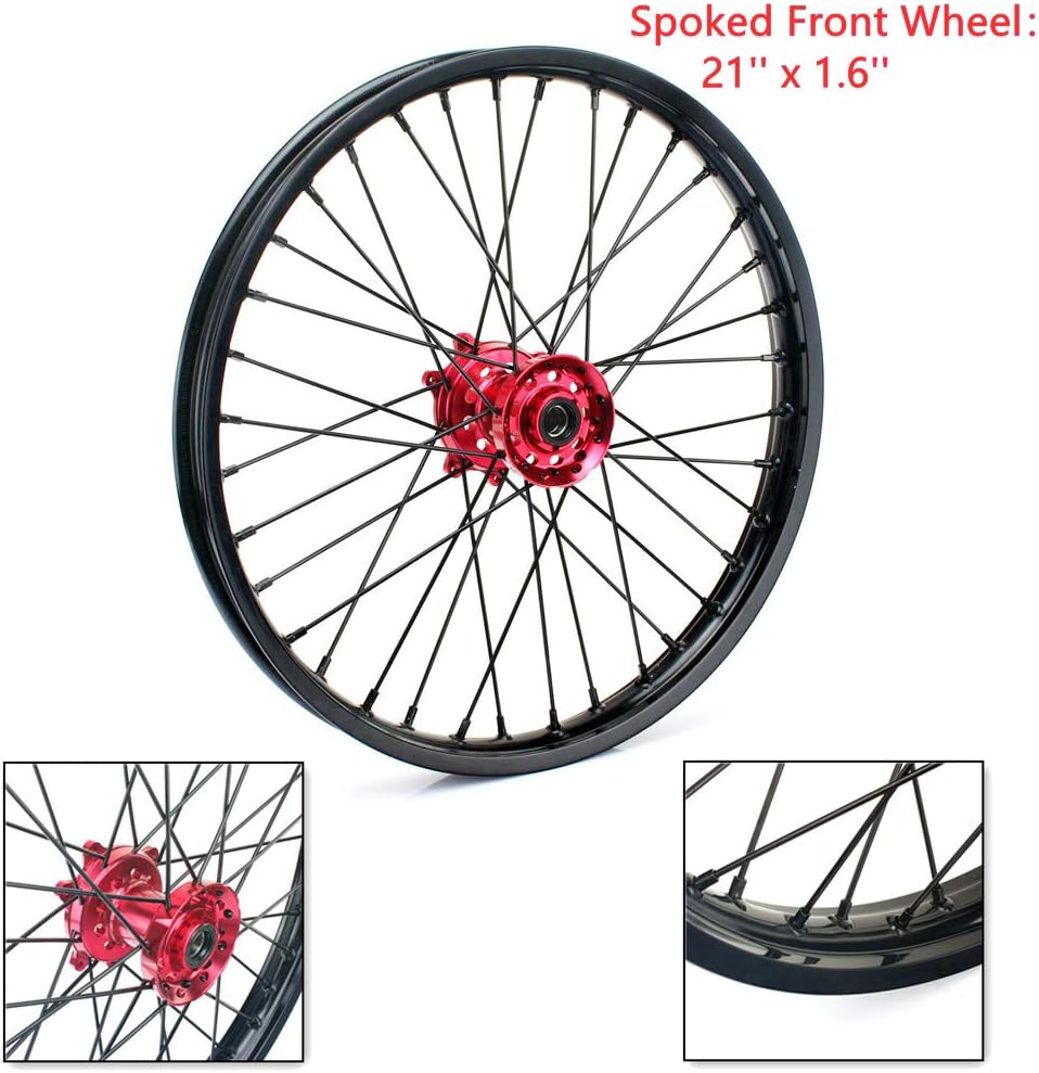 17 x 3.5 Supermoto Front Complete Wheel Set Rim Spokes Red Hub D841006