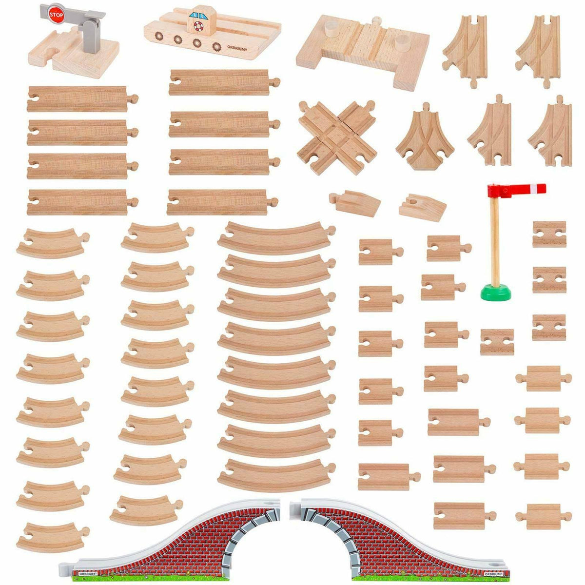 68 Pcs Wooden Train Track Expansion Pack B848168