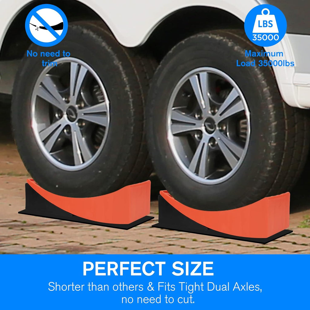 2 Packs Camper Levelers, RV Leveling Blocks Ramp Chock Kit, Curved Leveling Accessories with Anti-Slip Mats, Up to 35,000 lbs O919246