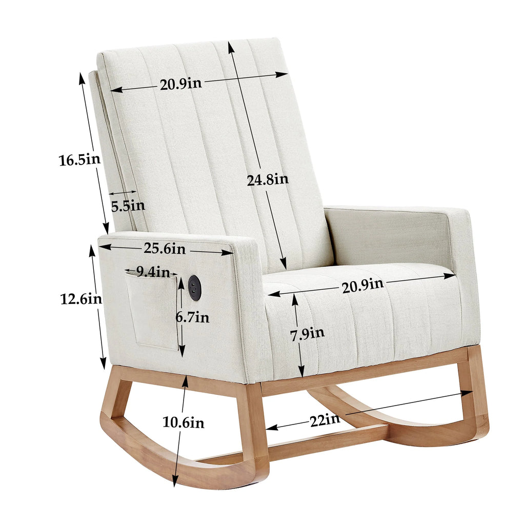 White Linen Rocking Chair Set of 2 C136