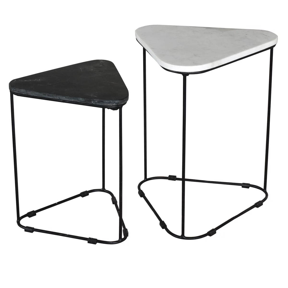 Black and White Triangle Marble Nesting Accent Tables U486836