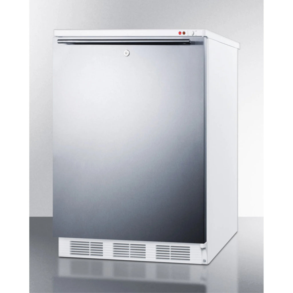 Commercial built-in medical all-freezer with front lock, stainless steel door and horizontal handle Q77079