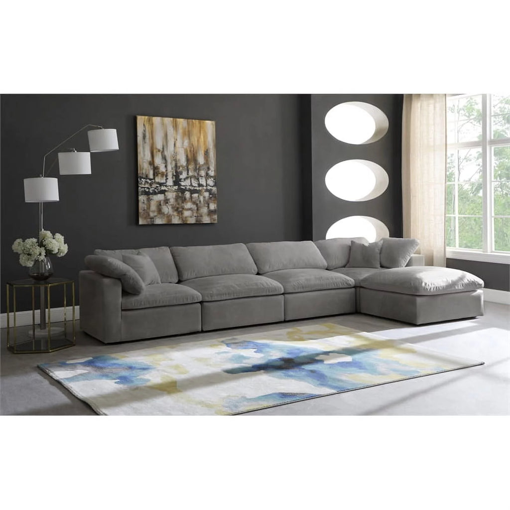 Gray Velvet Modular Sectional F5680