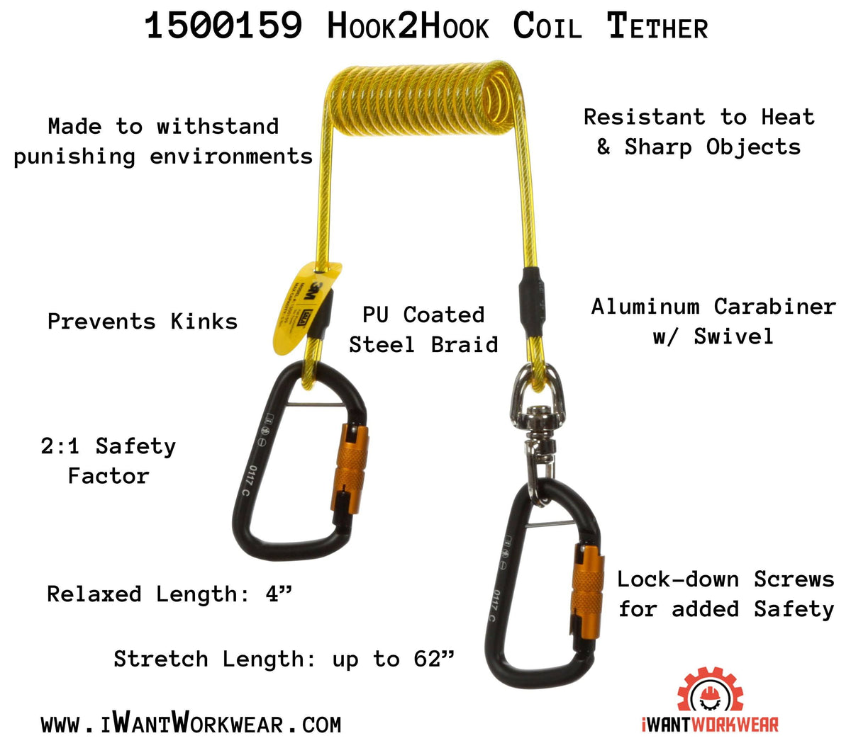 Hook2Hook Tether w/Swivel, 10 Pack, 62 in. X6576