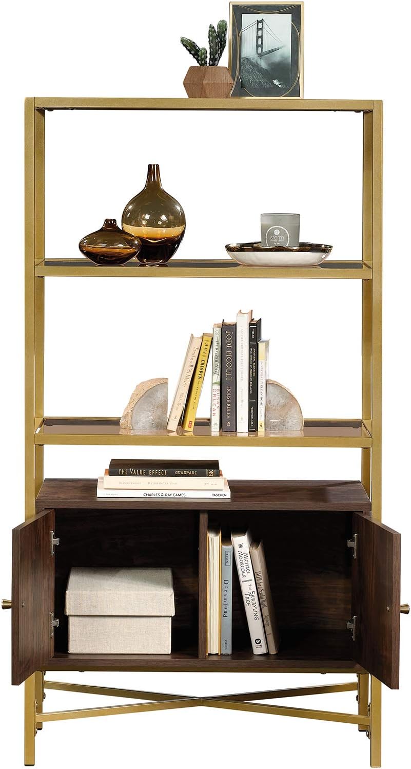 Bookcase with Doors, Rich Walnut Finish O75790