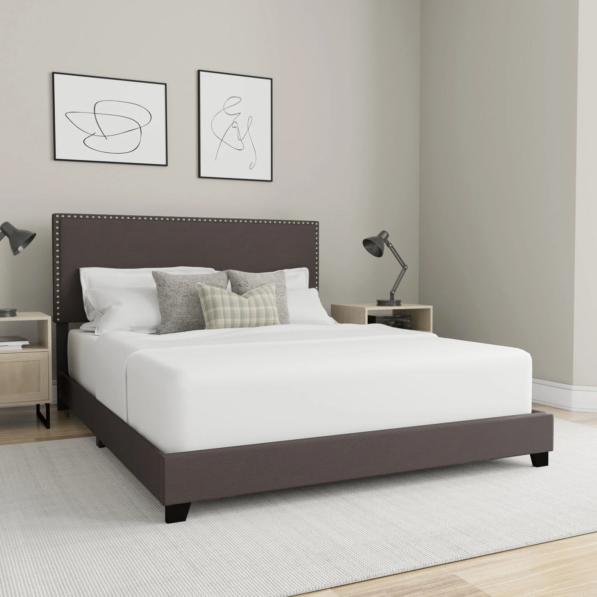 Charcoal Fabric Upholstered Queen Bed L55525