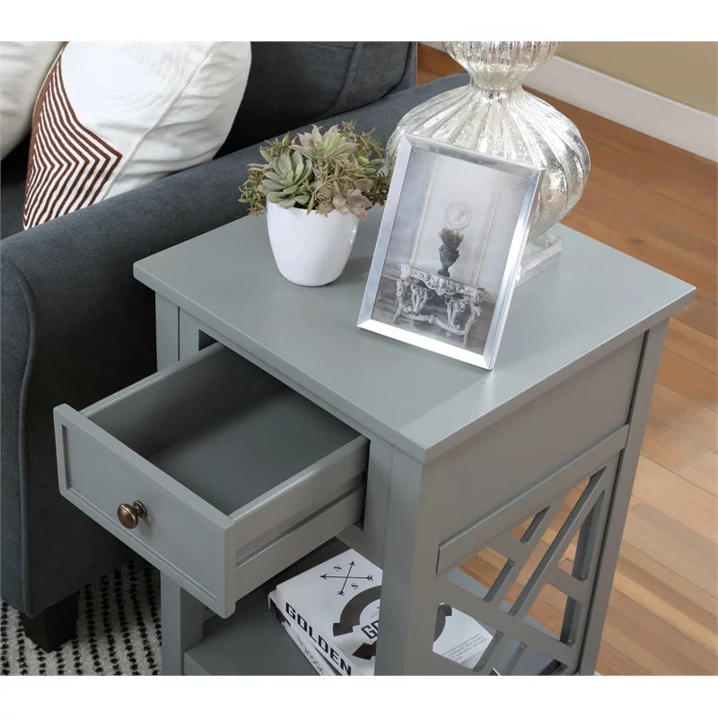 Gray Wood Coffee Table and Two End Tables Set of 3 V38336