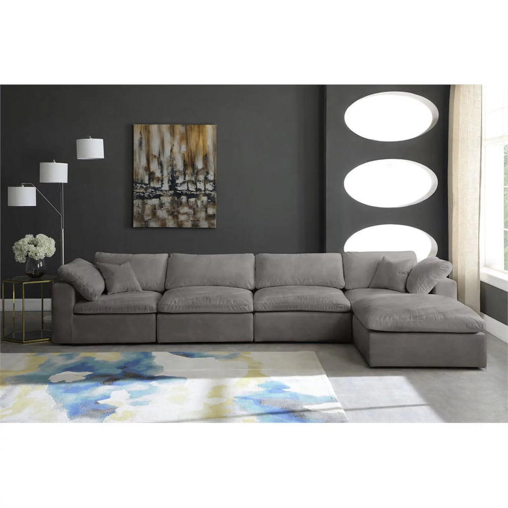 Gray Velvet Modular Sectional F5680