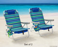 2-Pack Lay-Flat Backpack Chair Blue & Green Stripe K8709