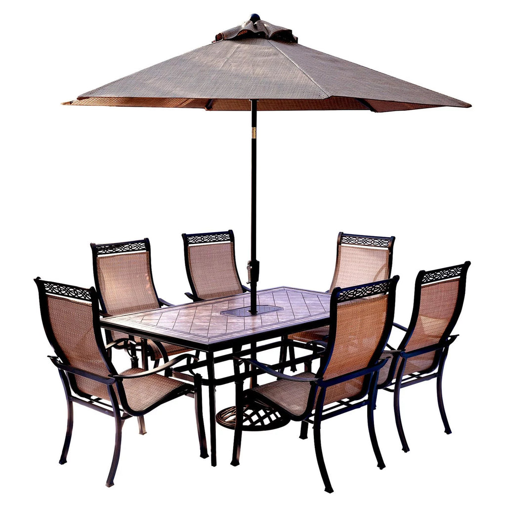 7-Piece Tile-Top Outdoor Dining Set with Chairs and Umbrella L876181