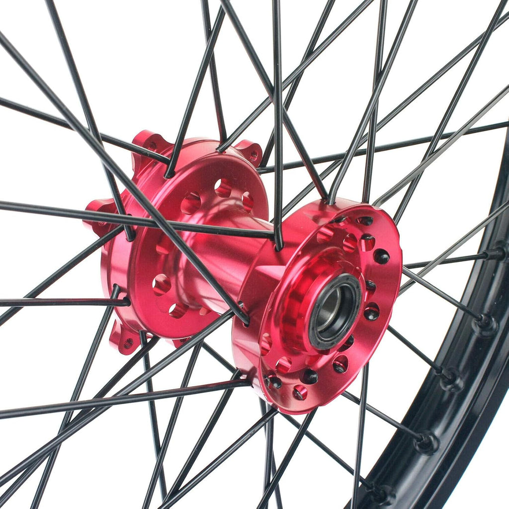 17 x 3.5 Supermoto Front Complete Wheel Set Rim Spokes Red Hub D841006