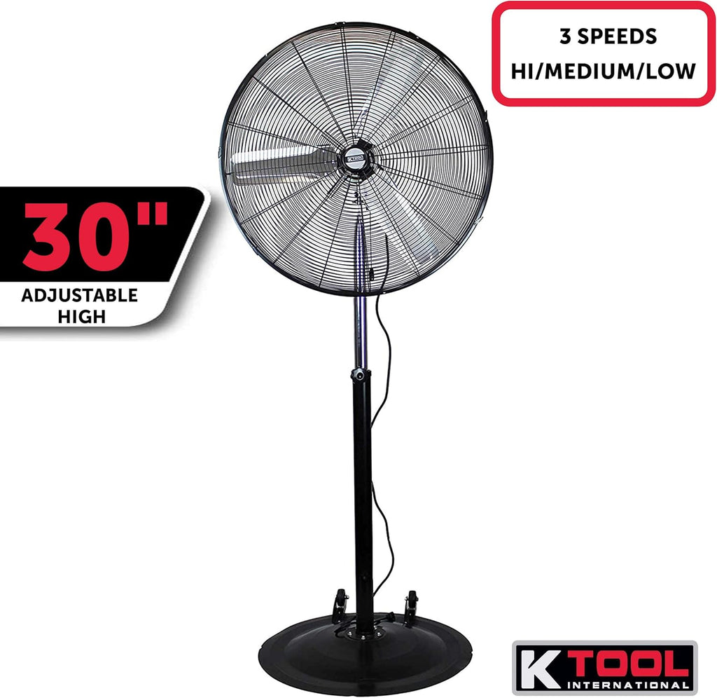 30" Adjustable High-Velocity Pedestal Fan, Non-Oscillating, 3-Speed V603