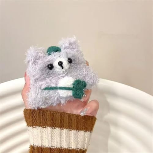 Cartoon Plush 3D Bear Pattern Earbuds Case U384215