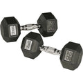 80 lbs Rubber Hex Dumbbell with Chrome Ergo Handle F3909