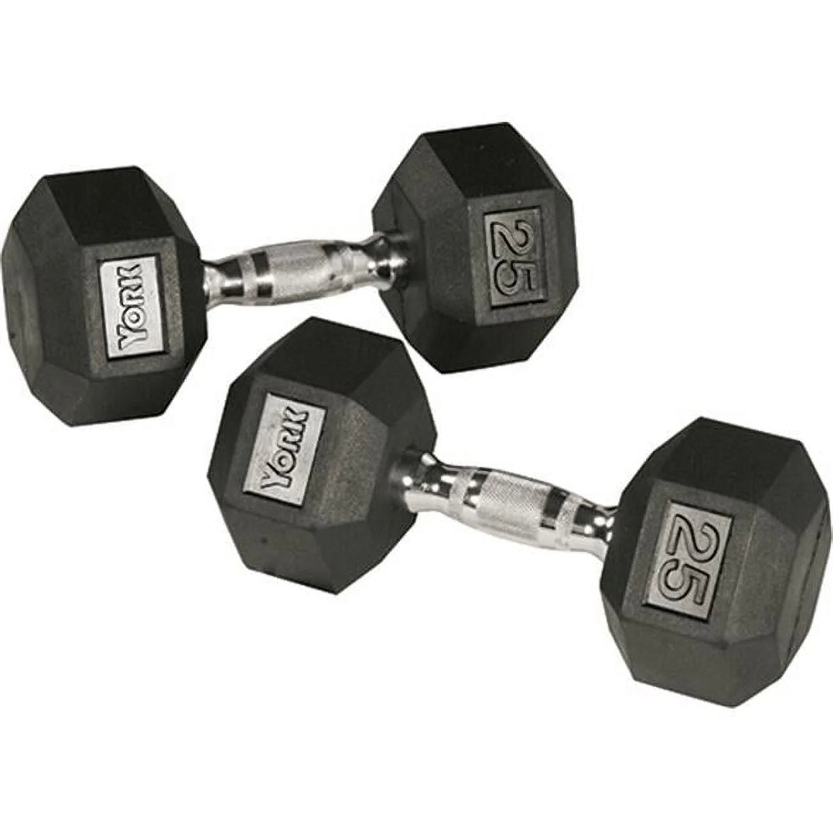 80 lbs Rubber Hex Dumbbell with Chrome Ergo Handle F3909