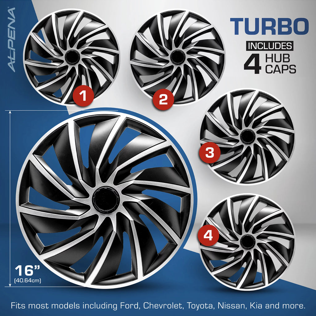 16" Silver & Black Wheel Covers, Set of 4 C161688