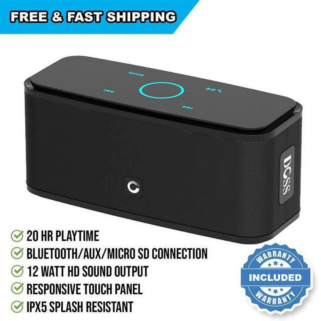 Portable Wireless Bluetooth Speaker with 24 Hour Playtime, Touch Control, IPX6 Waterproof, Black K4445