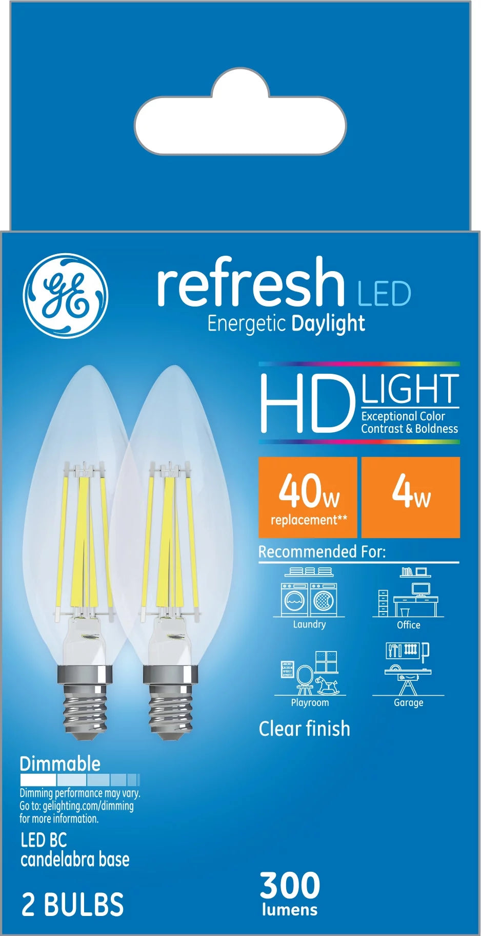 LED Light Bulbs Daylight 40 Watt Replacement Candelabra Base 2 Pack Y4137