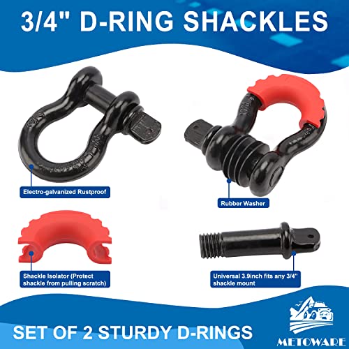 10 Ton Winch Snatch Block Pulley, Tree Saver Strap and D Ring Shackles Y57915