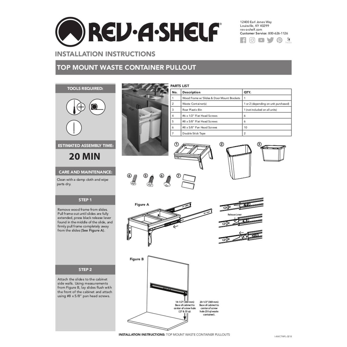 Double 27 Quart Top Mount Waste Container White H888