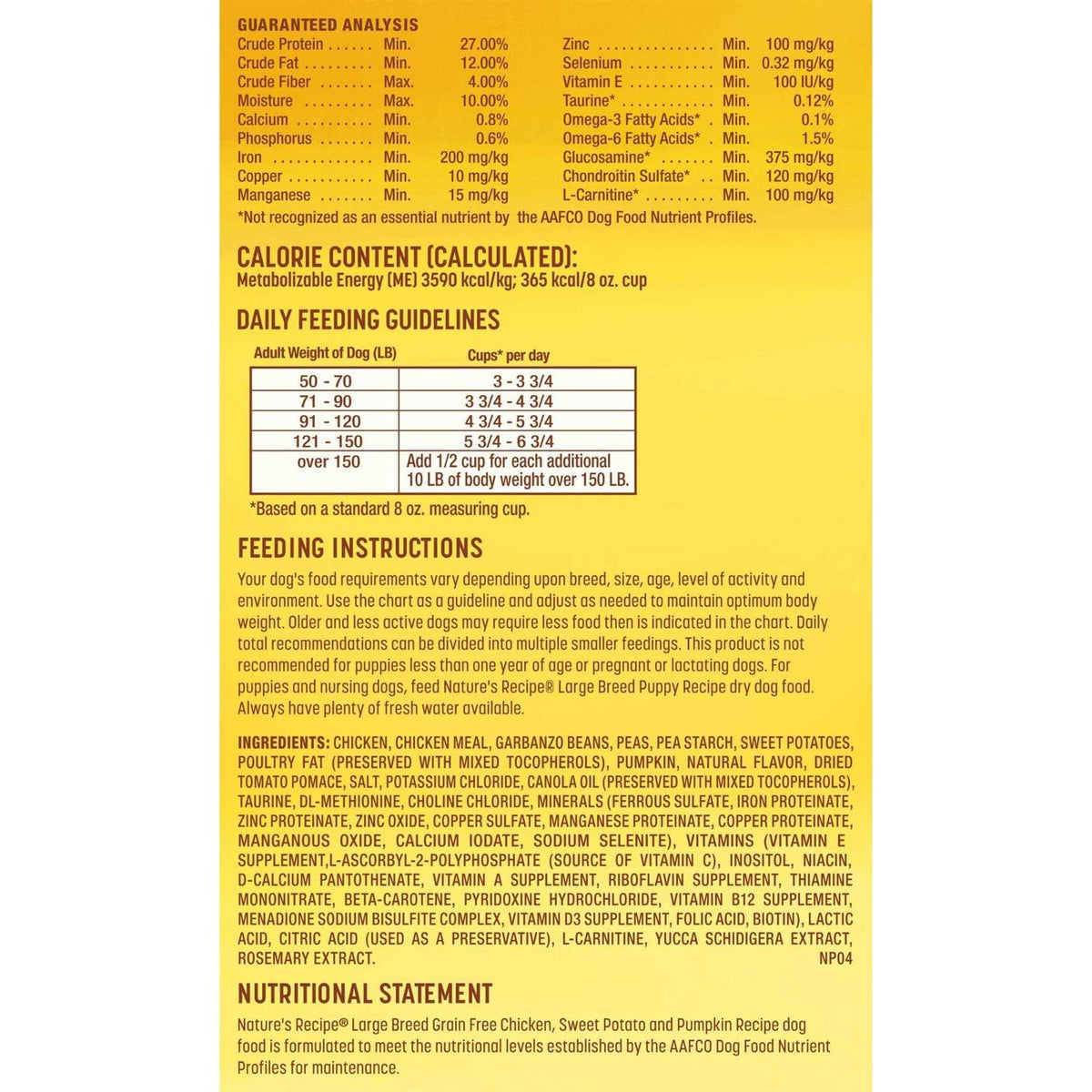 Large Breed Grain-Free Chicken Sweet Potato Pumpkin Dry Dog Food F2242