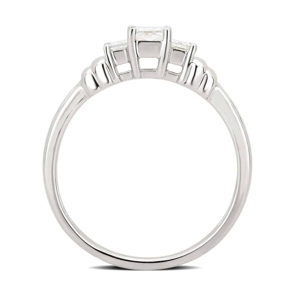 14K White Gold 3 Stone Princess Diamond Engagement Ring F452