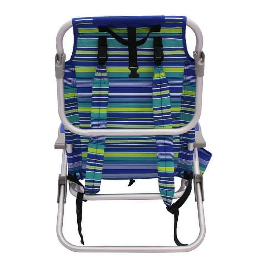 2-Pack Lay-Flat Backpack Chair Blue & Green Stripe K8709
